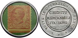 Briefmarkenkapselgeld Italien 10 Centesimi ... 