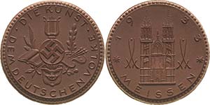 Drittes Reich  Braune Porzellanmedaille 1933 ... 