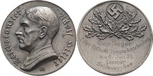 Drittes Reich  Zinkmedaille 1936. Auf die ... 