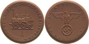 Drittes Reich  Braune Porzellanmedaille 1937 ... 