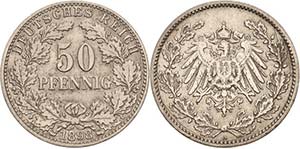 Kleinmünzen  50 Pfennig 1898 A  Jaeger 15 ... 