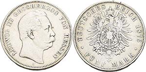 Hessen Ludwig III. 1848-1877 5 Mark 1876 H  ... 
