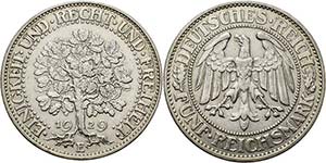 Gedenkausgaben  5 Reichsmark 1929 E Eichbaum ... 