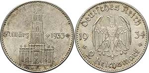 Gedenkausgaben  2 Reichsmark 1934 F ... 