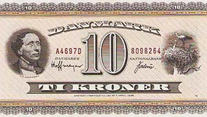 AuslandDänemark 10 Kronor 1951.  WPM 43 c II