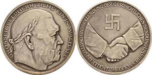 Drittes Reich Silbermedaille 1934 (BB) Tod ... 