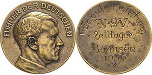 Drittes Reich Bronzemedaille 1936. NSV ... 