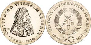 Gedenkmünzen 20 MDN 1966. Leibniz  Jaeger ... 