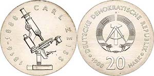 Gedenkmünzen 20 Mark 1988. Zeiss  Jaeger ... 