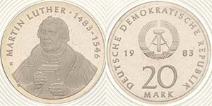 Gedenkmünzen Polierte Platte 20 Mark 1983. ... 