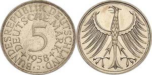 Kursmünzen 5 DM 1958 J Mit ... 