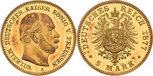 PreußenWilhelm I. 1861-1888 5 Mark 1877 A  ... 