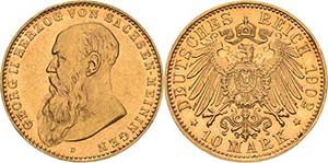 Sachsen-MeiningenGeorg II. 1866-1914 10 Mark ... 