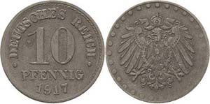Ersatzmünzen des Ersten Weltkrieges 10 ... 