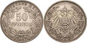 Kleinmünzen 50 Pfennig 1901 A  Jaeger 15 ... 