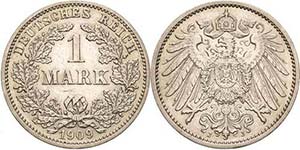 Kleinmünzen 1 Mark 1909 J  Jaeger 17 ... 