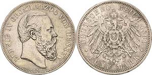 HessenLudwig IV. 1877-1892 5 Mark 1891 A  ... 