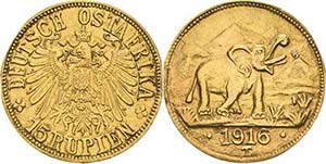 Deutsch Ostafrika 15 Rupien 1916, T Geprägt ... 