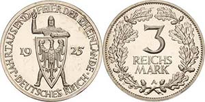 Gedenkausgaben 3 Reichsmark 1925 A ... 