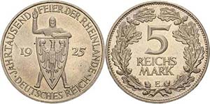 Gedenkausgaben 5 Reichsmark 1925 E ... 