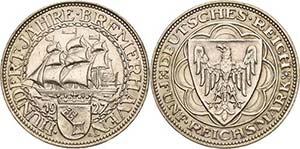 Gedenkausgaben 5 Reichsmark 1927 A ... 