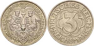 Gedenkausgaben 3 Reichsmark 1927 A ... 
