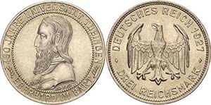 Gedenkausgaben 3 Reichsmark 1927 F Tübingen ... 