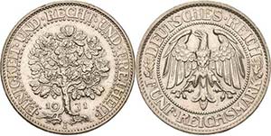 Gedenkausgaben 5 Reichsmark 1931 F Eichbaum  ... 