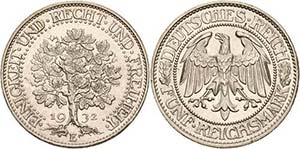 Gedenkausgaben 5 Reichsmark 1932 E Eichbaum  ... 
