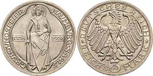 Gedenkausgaben 3 Reichsmark 1928 A Naumburg  ... 