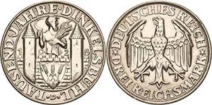 Gedenkausgaben 3 Reichsmark 1928 D ... 