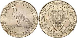 Gedenkausgaben 5 Reichsmark 1930 E ... 