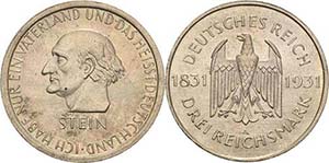 Gedenkausgaben 3 Reichsmark 1931 A Stein  ... 