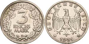 Gedenkausgaben 3 Reichsmark 1931 D ... 