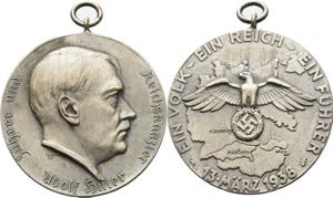 Drittes Reich  Versilberte Zinkmedaille 1938 ... 