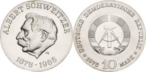 Gedenkmünzen  10 Mark 1975. Schweitzer  ... 