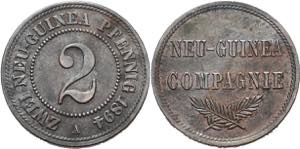 Deutsch-Neuguinea  2 Neu-Guinea Pfennig 1894 ... 