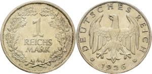 Kleinmünzen  1 Reichsmark 1926 A  Jaeger ... 