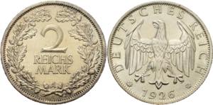 Kleinmünzen  2 Reichsmark 1926 A  Jaeger ... 