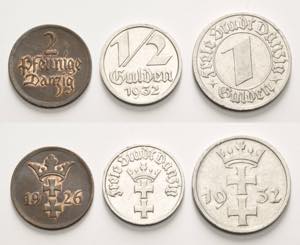 Ausgaben des Freistaates  1 Gulden 1932, 1/2 ... 