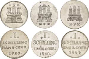 Hamburg  Schilling 1823, 1840 und 1855.  AKS ... 