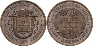 Speyer-Stadt  Bronzemedaille 1898. Für treu ... 