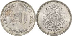 Kleinmünzen  20 Pfennig 1873 F  Jaeger 5 ... 