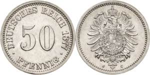 Kleinmünzen  50 Pfennig 1877 C  Jaeger 7 ... 