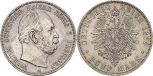 Preußen Wilhelm I. 1861-1888 5 Mark 1875 A  ... 