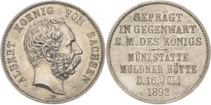 Sachsen Albert 1873-1902 Gedenkprägung in 2 ... 