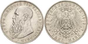 Sachsen-Meiningen Georg II. 1866-1914 3 Mark ... 