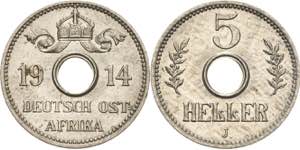 Deutsch-Ostafrika  5 Heller 1914 J  Fast ... 
