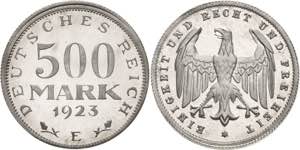 Ersatz und Inflationsmünzen 1919-1923  500 ... 