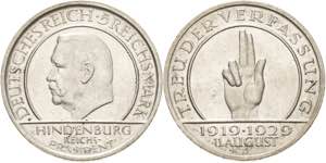 Gedenkausgaben  5 Reichsmark 1929 D ... 